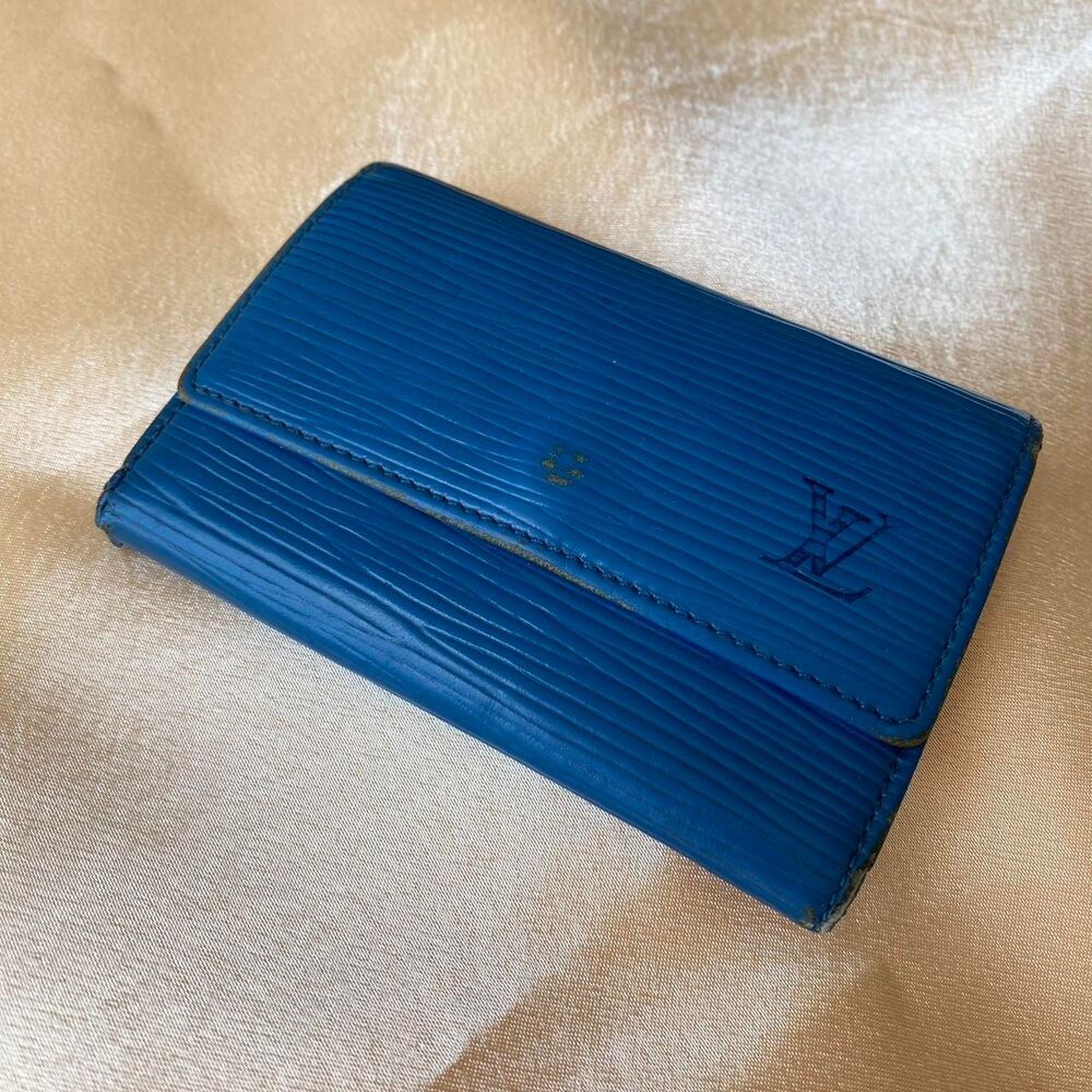 Authentic Louis Vuitton Blue Epi Key Holder
